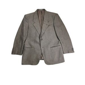 Giorgio Armani Le Collezioni Blazer 42R Brown Herringbone Wool Italy Saks Fifth